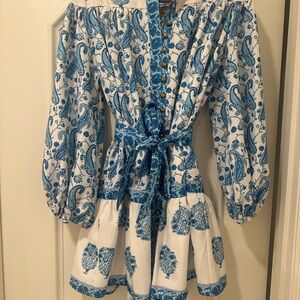 Paisley & Floral Blue and White Dress